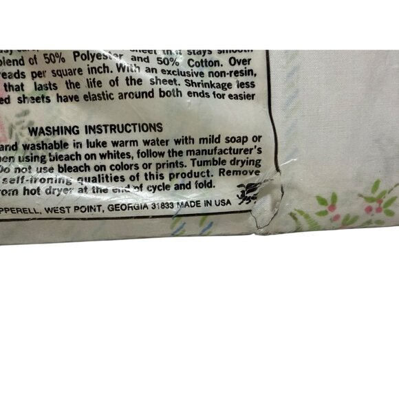 Lady Pepperell Twin Fitted No-Iron Sheet Polyester Cotton Floral Design Vintage - Picture 3 of 4